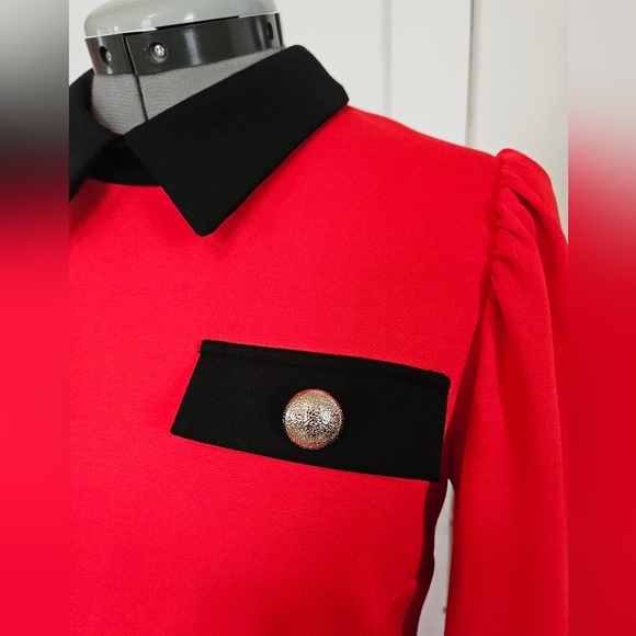 NY&Co. Red Military Dress S - Picture 3 of 8